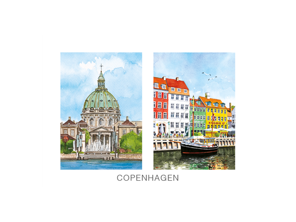 Postkort, Marmorkirken/Nyhavn 16,5x12cm 
