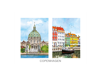 Postkort, Marmorkirken/Nyhavn 16,5x12cm 