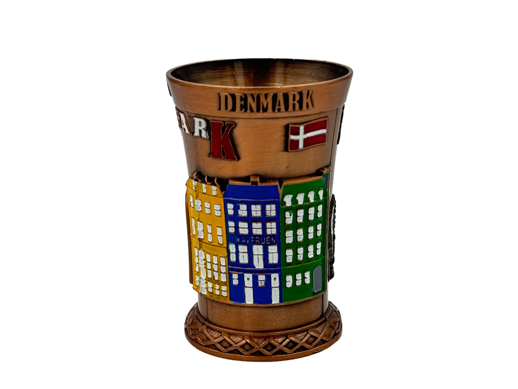 Shotglas, DK Krone Antik kobber