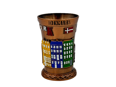 Shotglas, DK Krone Antik kobber