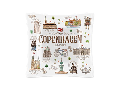 Glas askebærger 9x9cm Akvarel CPH