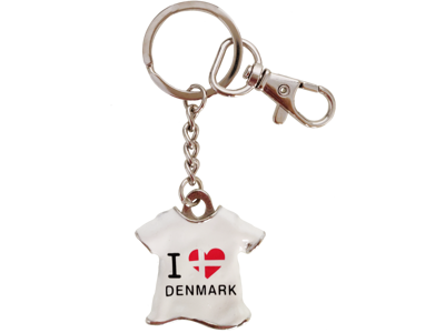 Keyring T-shirt I Love Denmark White