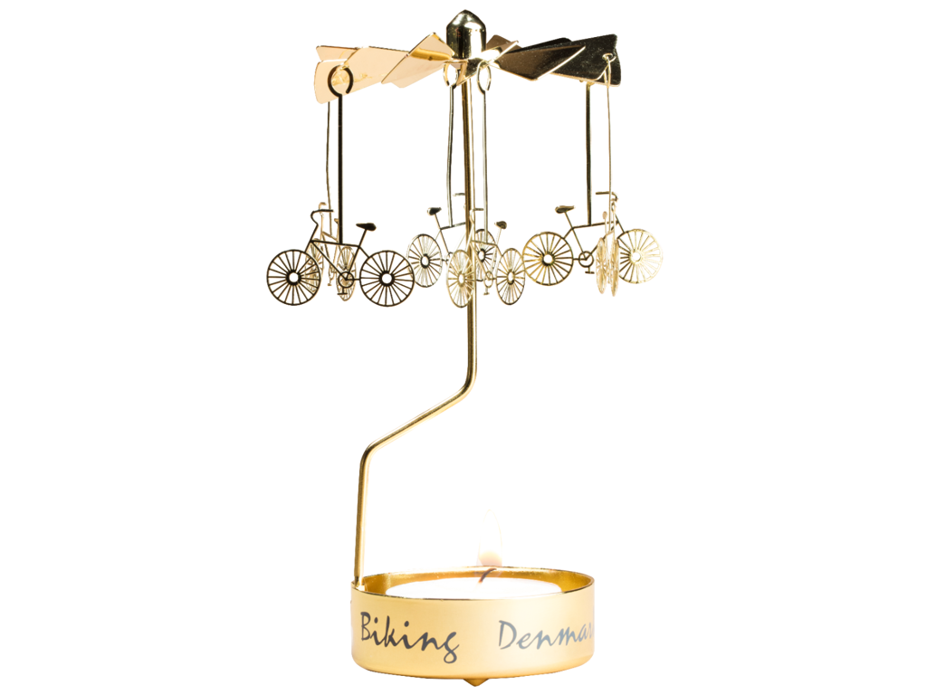 Rotary Candle Holder Bicycles Gold