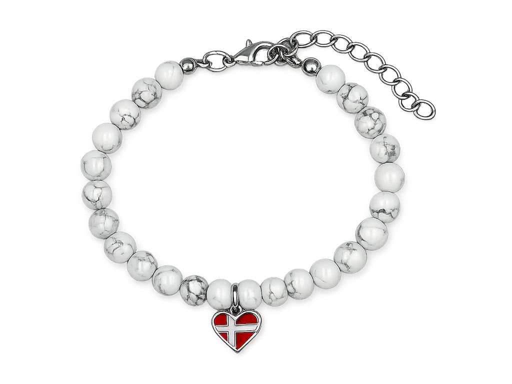 Armbånd Hvid Howlit m/Hjerte Flag