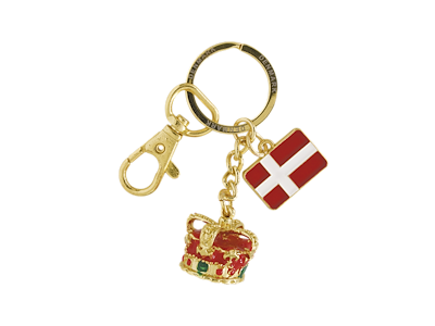 Keyring Crown And Flag Gold