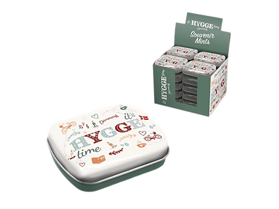 Tin æske m/mynte slik Hygge DK Simple