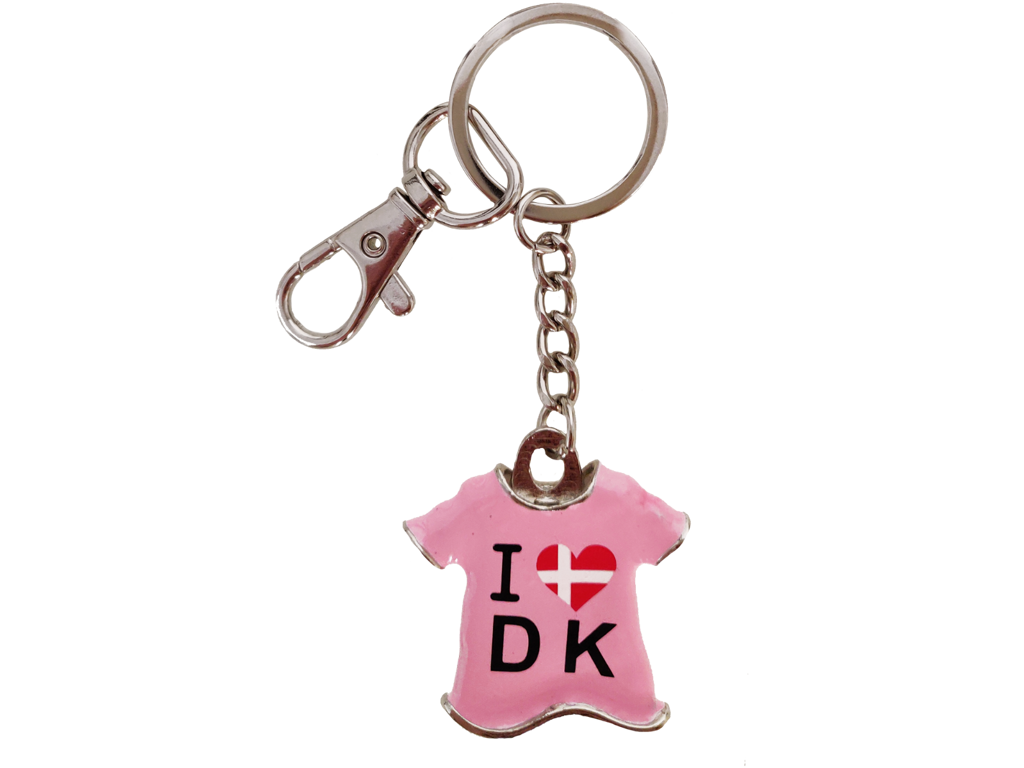 Keyring T-shirt I Love Denmark Pink