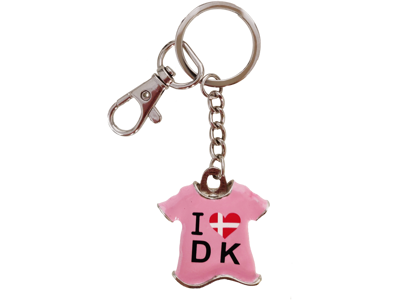 Keyring T-shirt I Love Denmark Pink