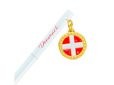 Pen, White With Flag