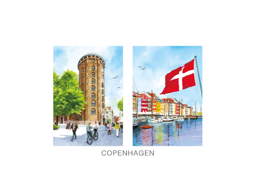 Postkort, Rundetårn/Nyhavn  16,5x12cm 