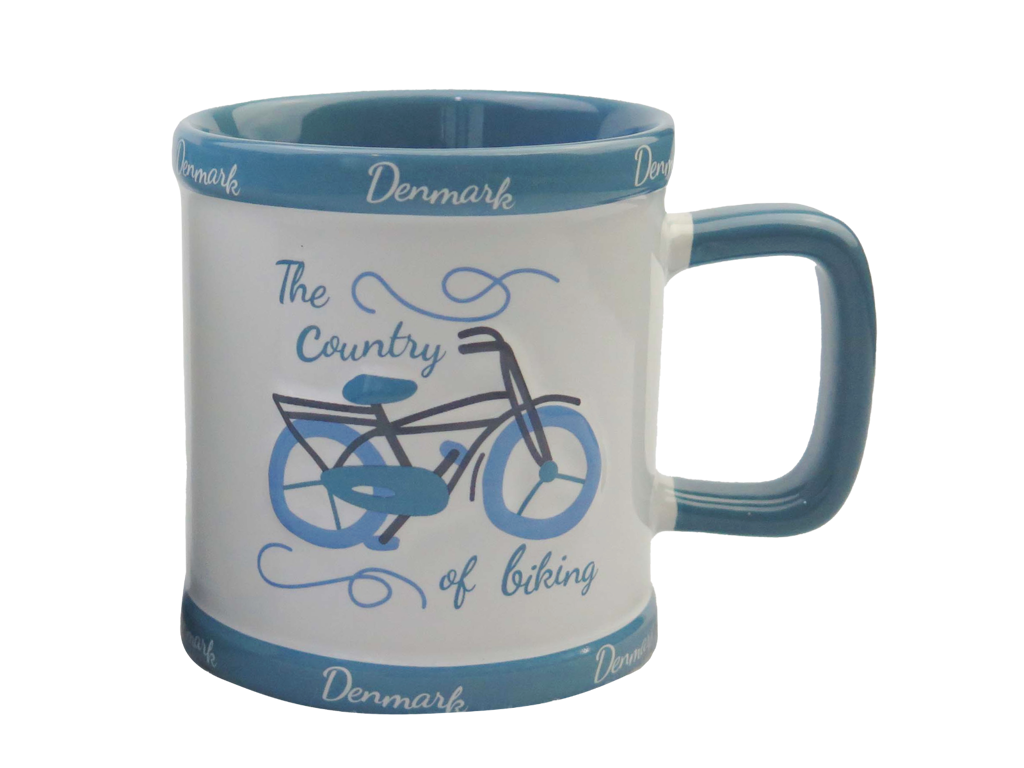 Mug Retro Bicycle Embossed Blue