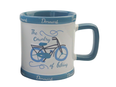 Mug Retro Bicycle Embossed Blue