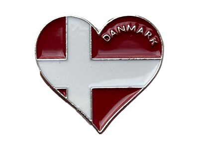 Pin, DK Flag Hjerteformet