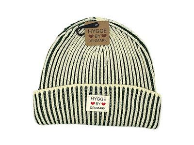 Beanie stribet grøn/hvid