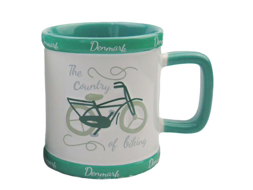 Mug Retro Bicycle Embossed Green