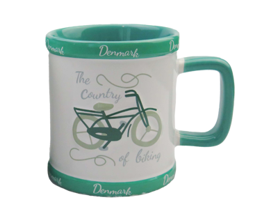 Mug Retro Bicycle Embossed Green