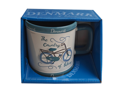Mug Retro Bicycle Embossed Blue