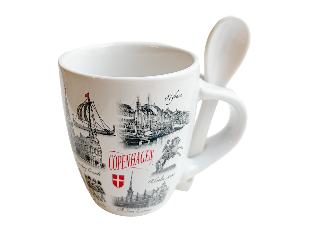 Mug With Spoon Small, Black & White