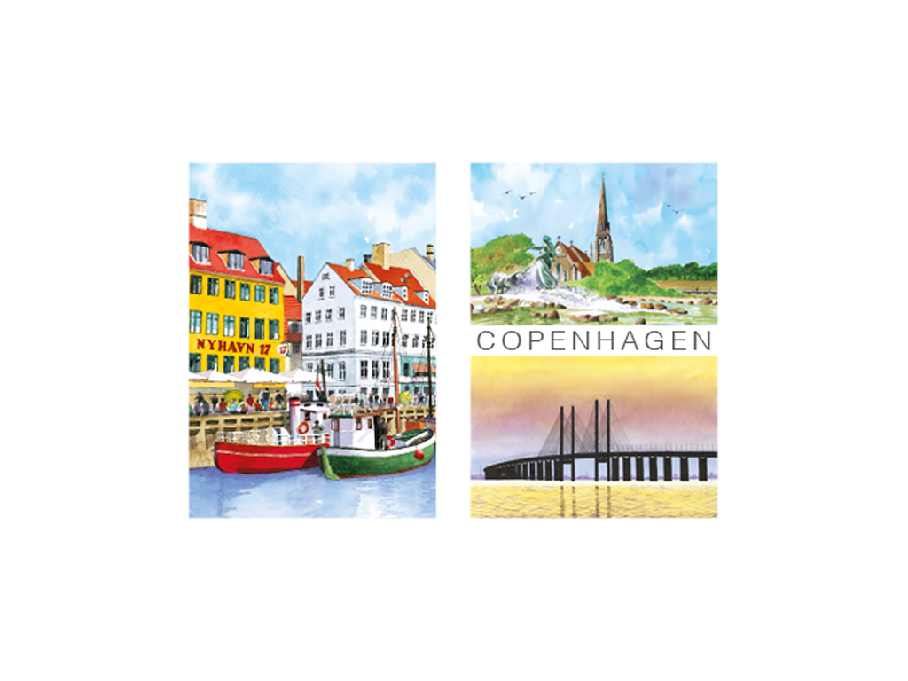 Postkort, Nyhavn/Gefion/Øresundsbroen 16,5x12cm 