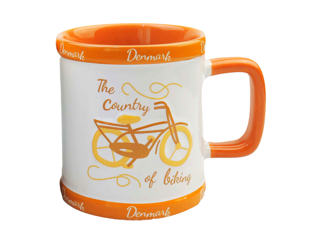 Mug Retro Bicycle Embossed Orange
