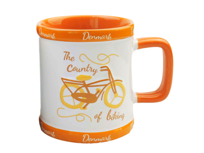Mug Retro Bicycle Embossed Orange