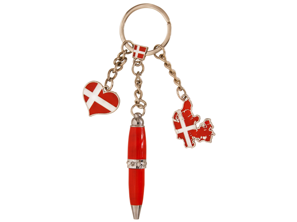 Keyring Map Of Denmark Heart Pen