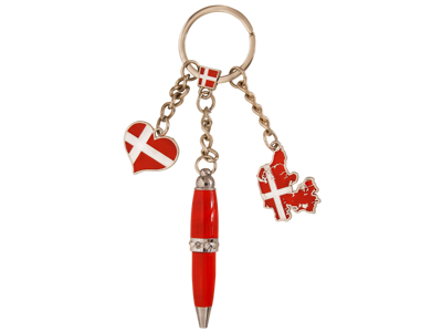 Keyring Map Of Denmark Heart Pen