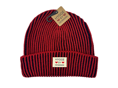 Beanie stribet blå/rød