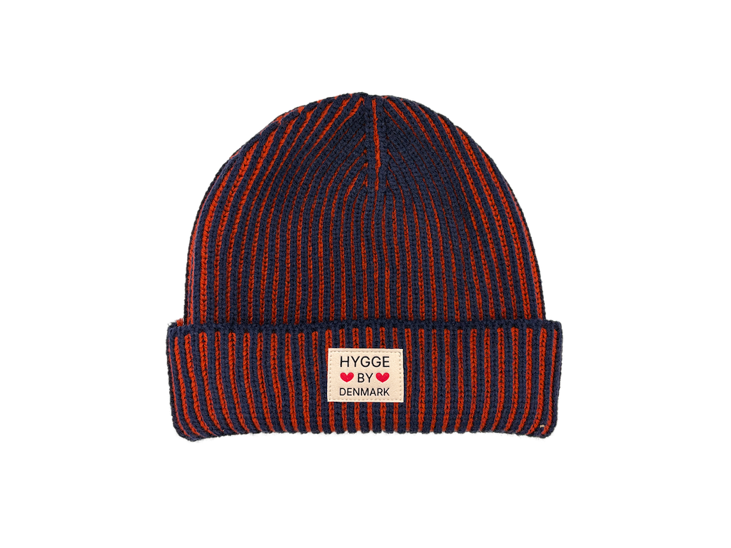 Beanie stribet blå/rød