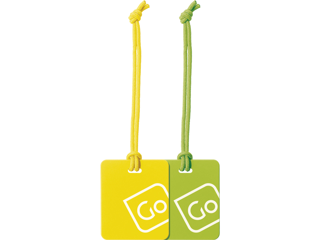Suitcase Tags Set With Two Yellow And Green
