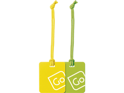 Suitcase Tags Set With Two Yellow And Green