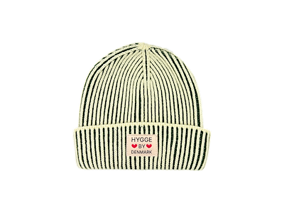 Beanie stribet grøn/hvid