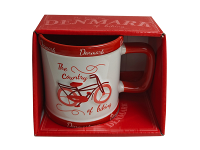 Mug Retro Bicycle Embossed Red