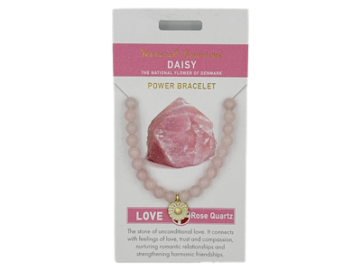 Armbånd  Rosenkvarts m/Blomst