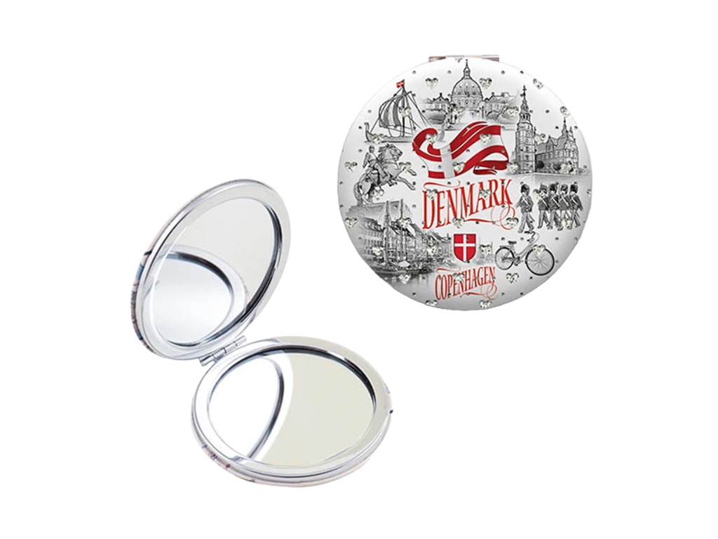 Mirror With Rhinestones Round, Black & White