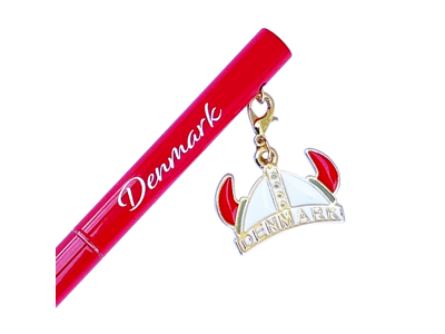 Pen, Red With Viking Helmet