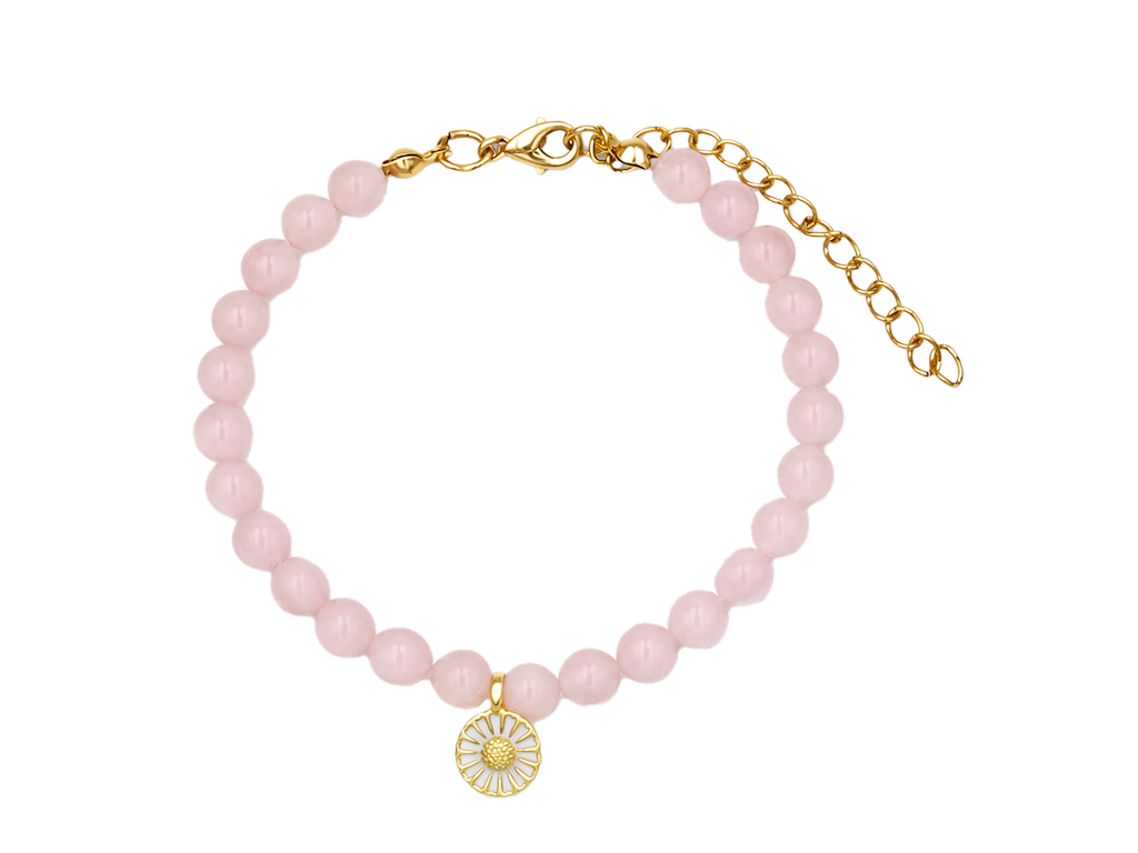 Armbånd  Rosenkvarts m/Blomst