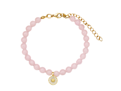 Armbånd  Rosenkvarts m/Blomst