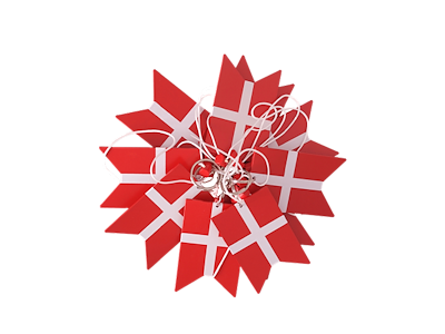 Danish Flags On A String 10 Pieces Wood Large