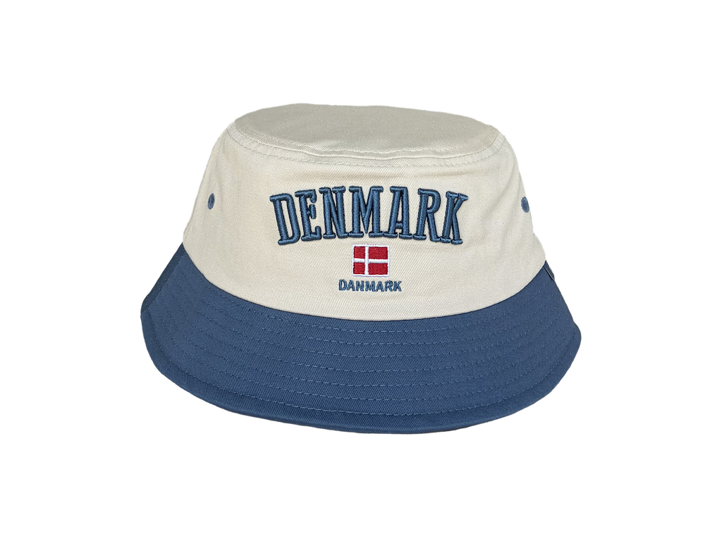 Bucket Hat DK Hvid Blå
