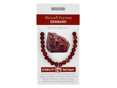 Armbånd Rød Jaspis m/Hjerte Flag