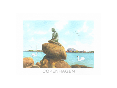 Postkort Den Lille Havfrue 16,5 x 12 cm.