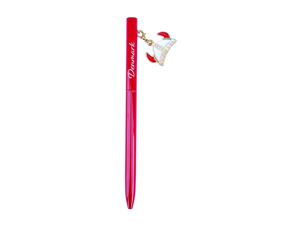 Pen, Red With Viking Helmet