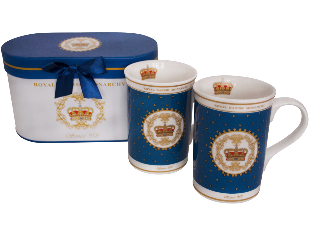 2 Mugs In Gift Box Royal Danish Monarchy Blue