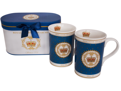 2 Mugs In Gift Box Royal Danish Monarchy Blue