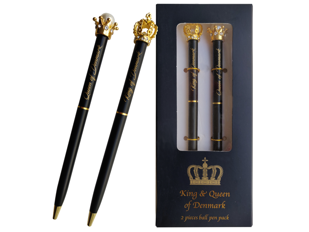 2 Pieces Pens King And Queen Of Denmark In Box