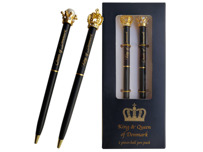 2 Pieces Pens King And Queen Of Denmark In Box