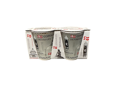 Shotglass Frosted Copenhagen With Flags 2 Pieces