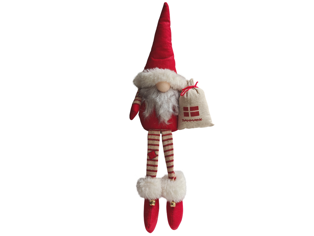 Gnome Man With Dangling Legs And Flag 56 cm.