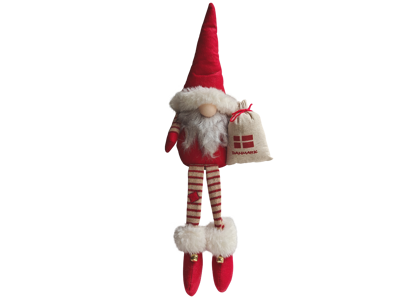 Gnome Man With Dangling Legs And Flag 56 cm.